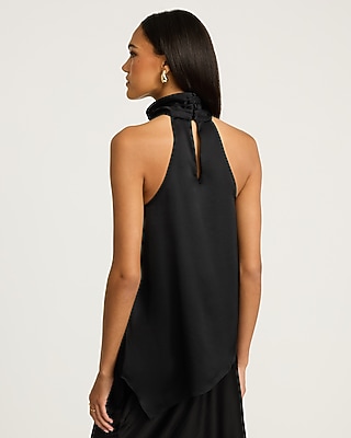 Satin Mock Neck High-Low Top