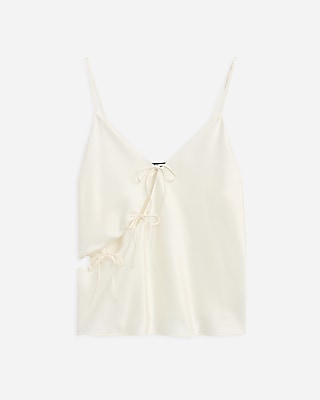 Satin V-Neck Asymmetrical Bow Front Cami