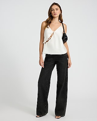 Satin V-Neck Asymmetrical Bow Front Cami