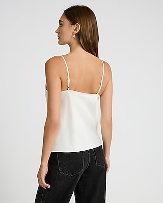 Satin V-Neck Asymmetrical Bow Front Cami