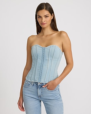 Denim Sweetheart Corset Tube Top