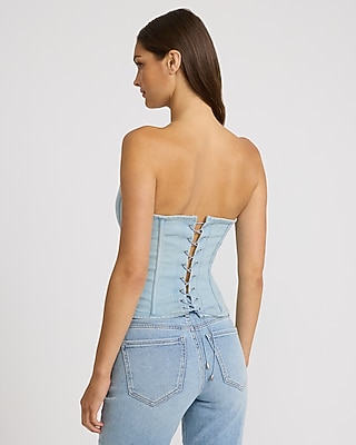 Denim Sweetheart Corset Tube Top - thumbnail 2