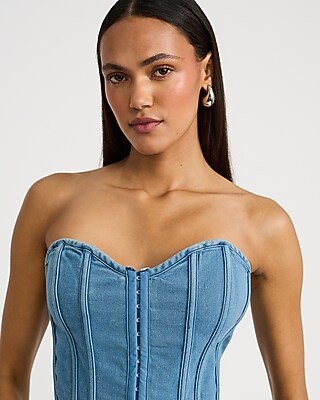Denim Sweetheart Corset Tube Top