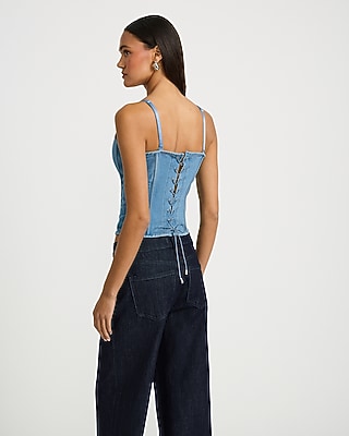 Denim Sweetheart Corset Tube Top