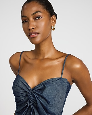 Bow Front Smocked Back Cropped Cami - image 2