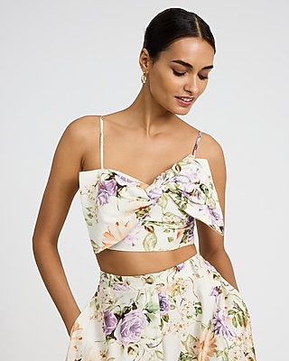 Bow Front Smocked Back Cropped Cami