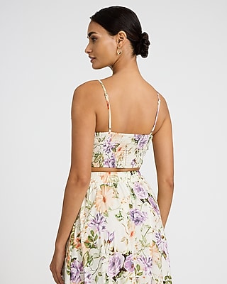 Bow Front Smocked Back Cropped Cami