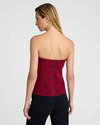 Foldover Strapless Double Breasted Vest Top