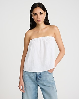 Ribbed Strapless Sweater Tube Top | Express