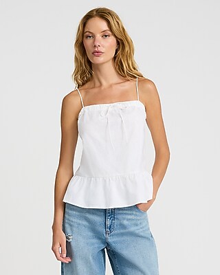 Linen-Blend Flowy Peplum Tank