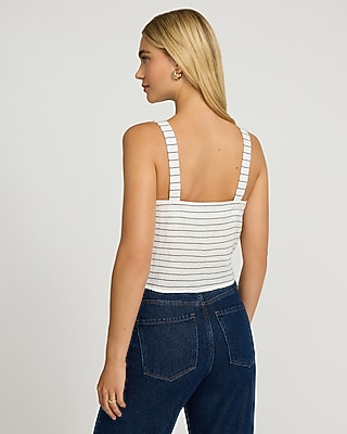 Gauze Striped Square Neck Tank