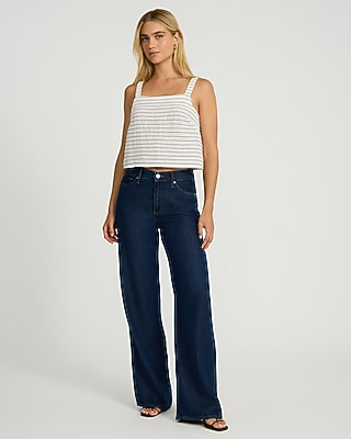Gauze Striped Square Neck Tank