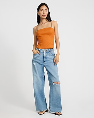 Linen-Blend Square Neck Cami