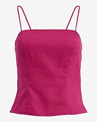 Linen-Blend Square Neck Cami