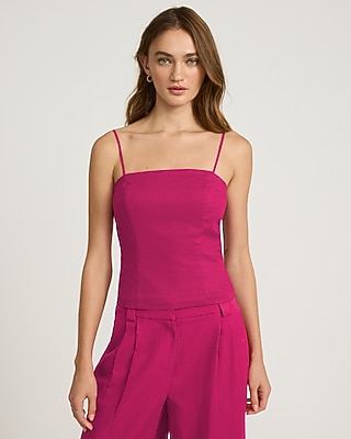 Linen-Blend Square Neck Cami