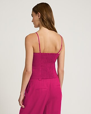 Linen-Blend Square Neck Cami