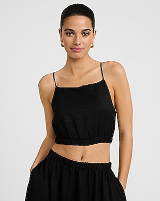 Crinkle Elastic Hem Cropped Cami - image 5