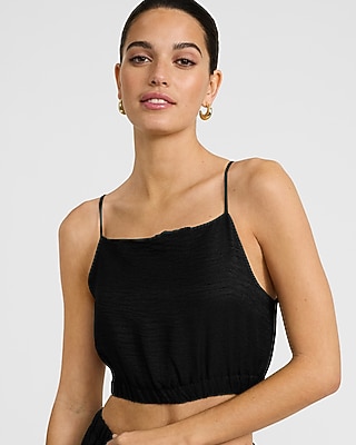 Crinkle Elastic Hem Cropped Cami