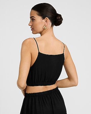 Crinkle Elastic Hem Cropped Cami