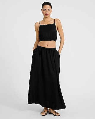 Crinkle Elastic Hem Cropped Cami