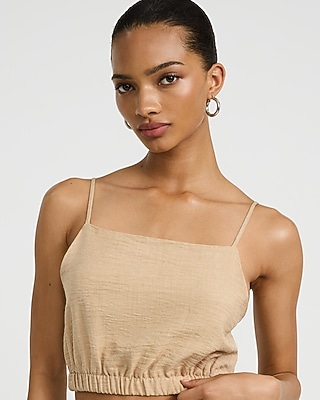 Crinkle Elastic Hem Cropped Cami - image 2
