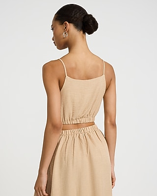Crinkle Elastic Hem Cropped Cami - image 3
