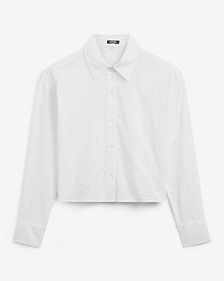 Eyelet Cropped Boyfriend Shirt - image 3