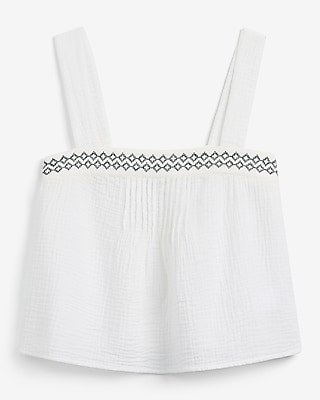 Gauze Pattern Square Neck Tank