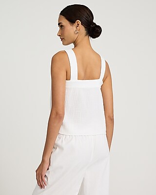 Gauze Pattern Square Neck Tank