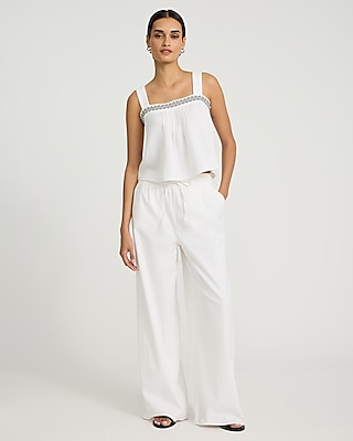 Gauze Pattern Square Neck Tank