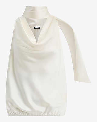 Satin Scarf Cowl Neck Tank