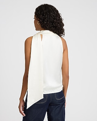 Satin Scarf Cowl Neck Tank