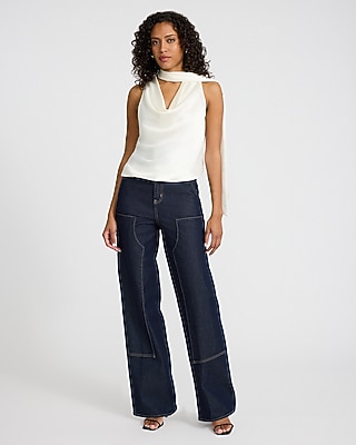 Satin Scarf Cowl Neck Tank