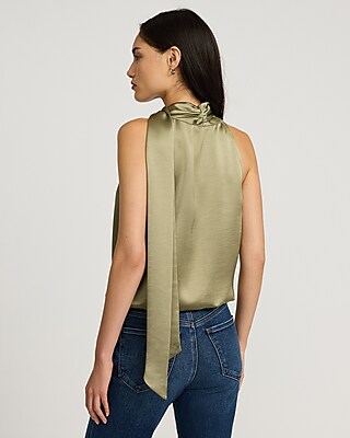 Satin Scarf Cowl Neck Tank