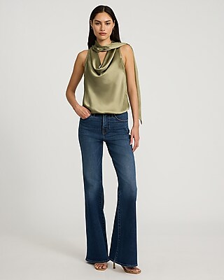 Satin Scarf Cowl Neck Tank
