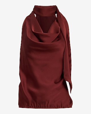 Satin Scarf Cowl Neck Tank
