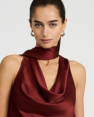 Satin Scarf Cowl Neck Tank