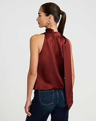 Satin Scarf Cowl Neck Tank