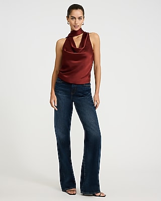 Satin Scarf Cowl Neck Tank