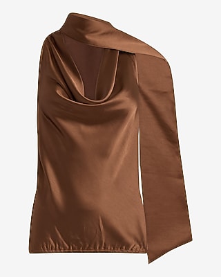 Satin Scarf Cowl Neck Tank
