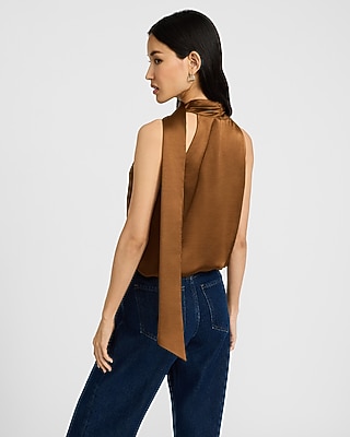 Satin Scarf Cowl Neck Tank