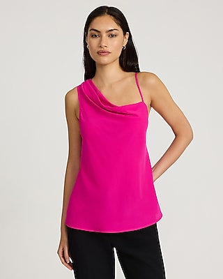 Satin Halter Cowl Neck Tank