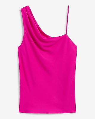 Georgette Asymmetrical Cowl Neck Ruched Shoulder Cami