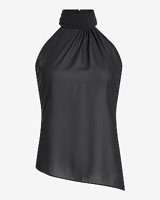 Sheer Mock Neck Scarf Top