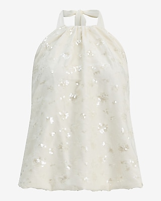 Embellished Tie Halter Bubble Cami