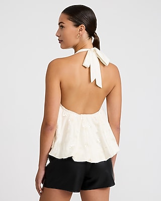 Embellished Tie Halter Bubble Cami
