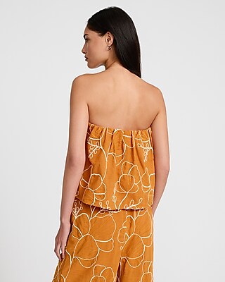 Embroidered Floral Tube Top