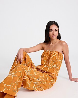 Embroidered Floral Tube Top
