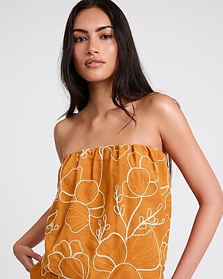 Embroidered Floral Tube Top