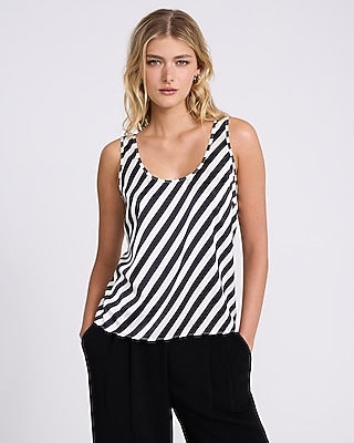 Satin Striped Scoop Neck Tank